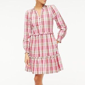 J Crew Hot Pink Plaid Dress Size 16
